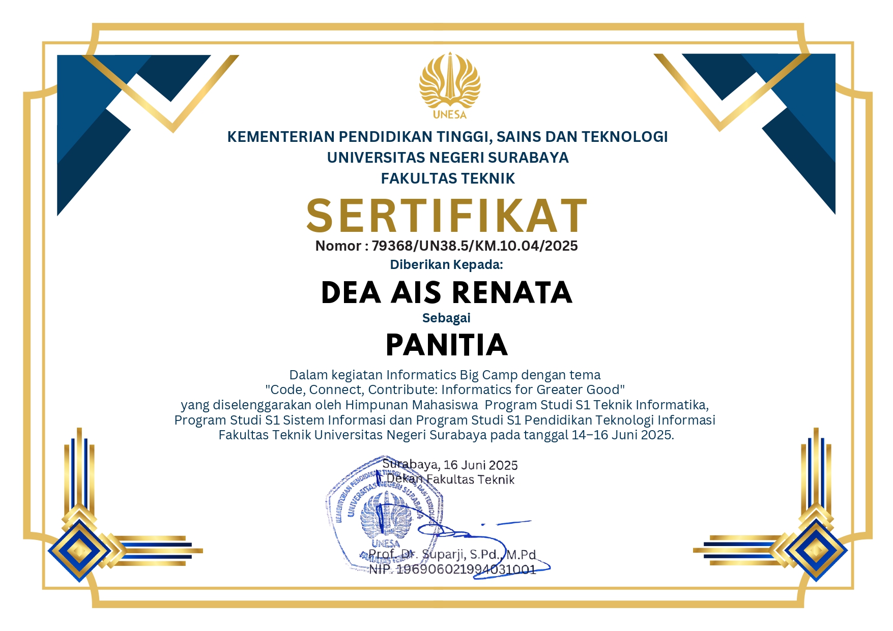 Sertifikat Panitia IBC