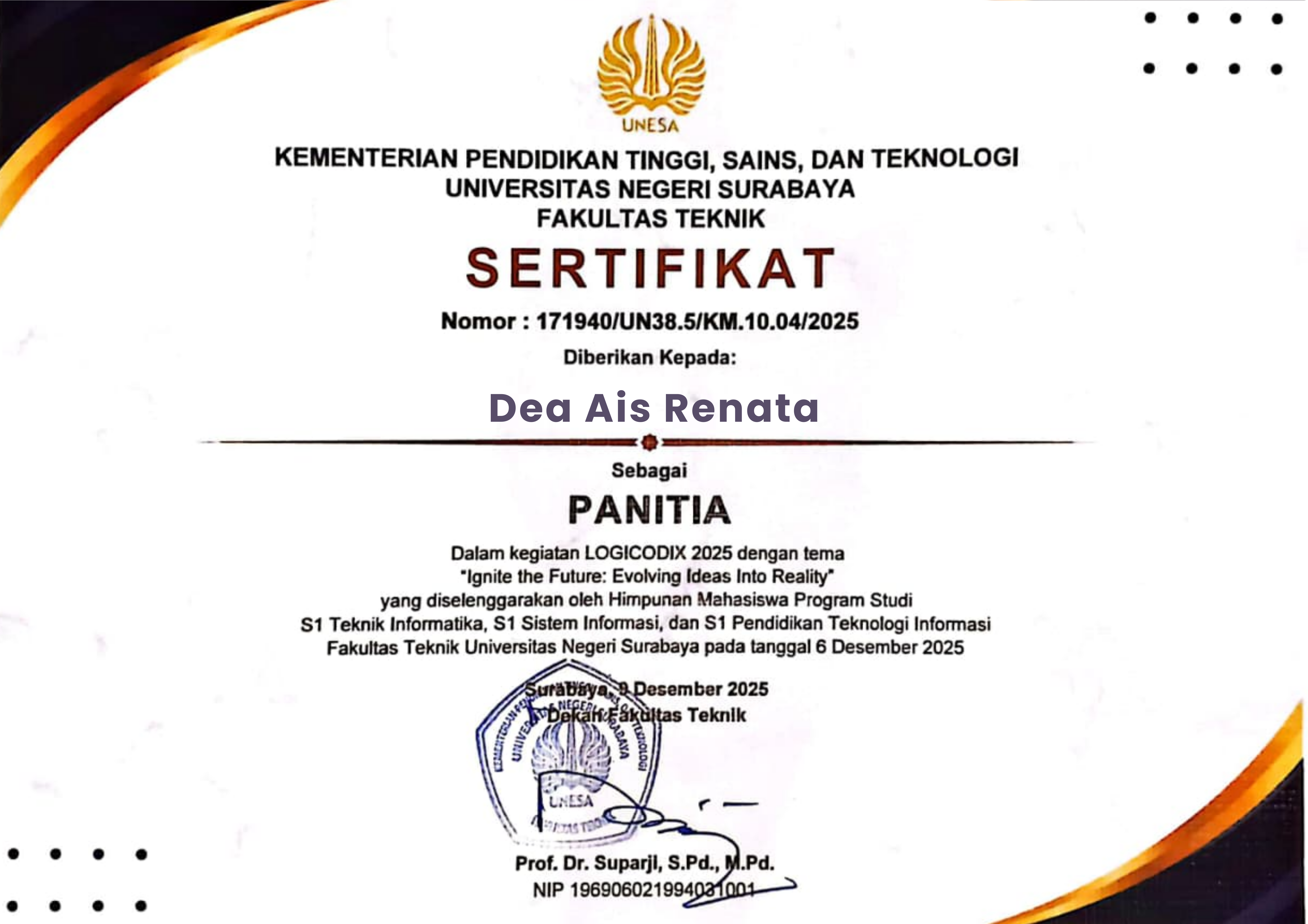 Sertifikat Panitia LOGICODIX